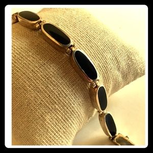 STERLING SILVER 925 INLAY BEAUTIFUL BLACK BRACELET